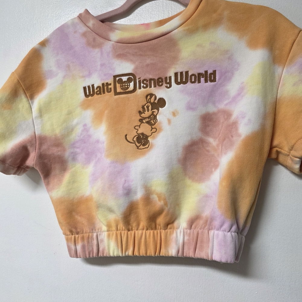 Disney Tie-Dye Cropped Sweatshirt - Yellow, Purple, Orange
